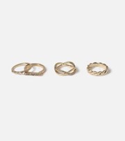 Freedom Jewellery Freedom 4 Pack Gold Diamante Twist Rings